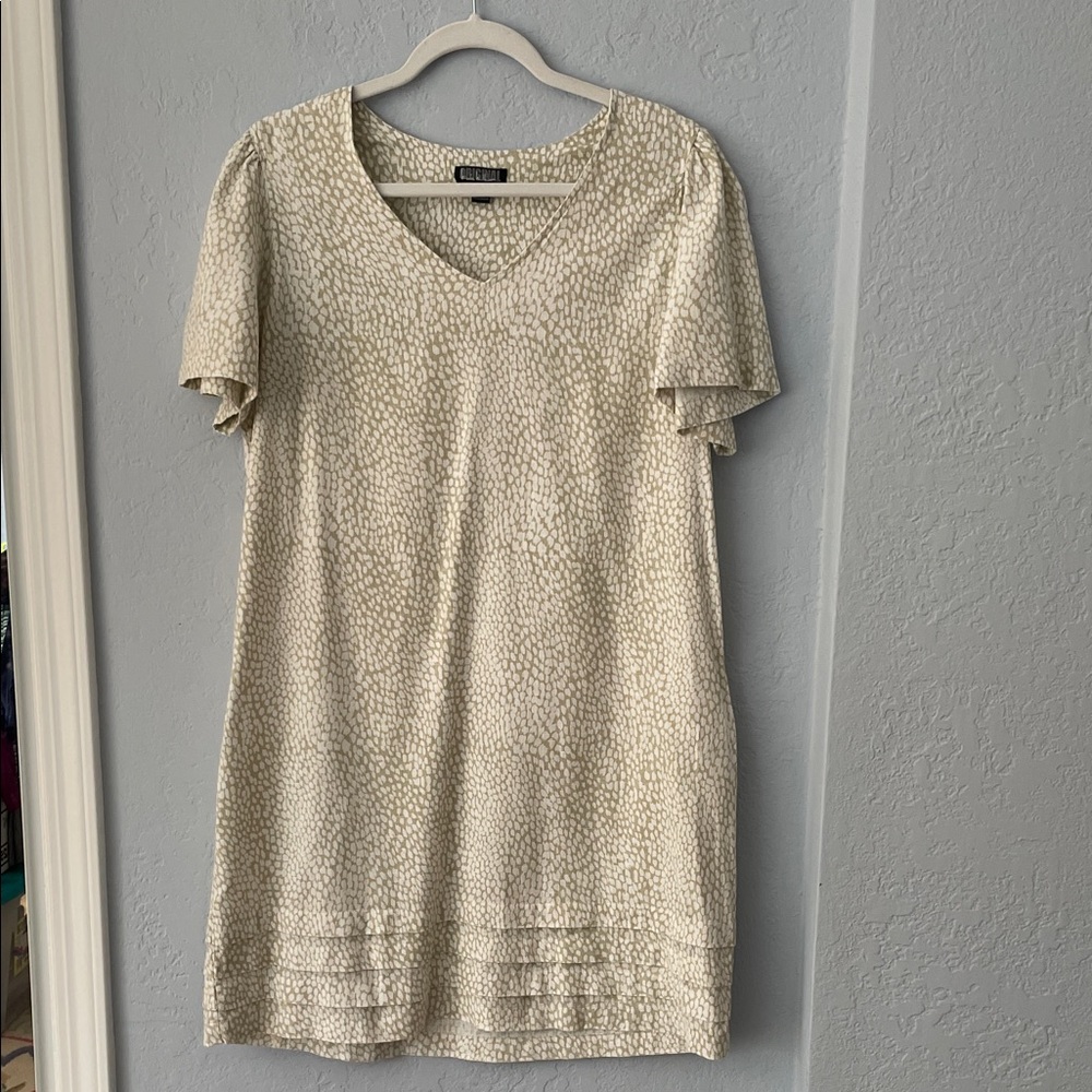 Nicole Miller Cream and White Patterned Midi Dress